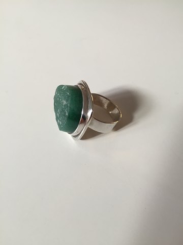 Bent Knudsen Sterling Silver ring with green stone