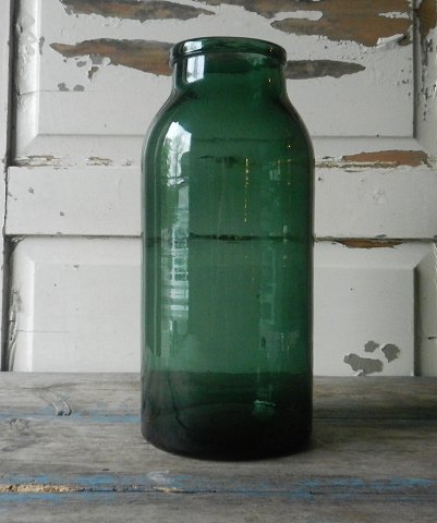 Stort grønt 1800tals sylteglas