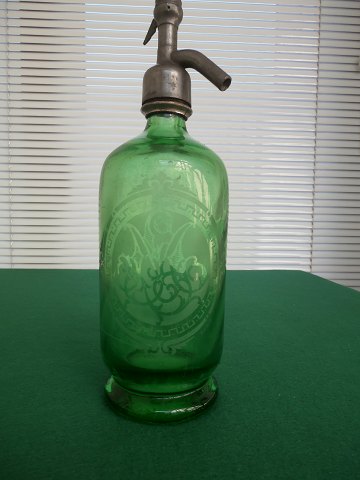 Sifonflaske af grønt glas, Frankrig ca. 1920.
