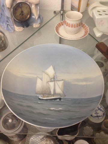 Royal Copenhagen Art Nouveau Wall Plate with Ship No 1959/1125