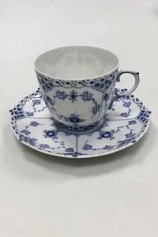 Royal Copenhagen Blue Fluted Full Lace Coffee Cup and Saucer No 1035