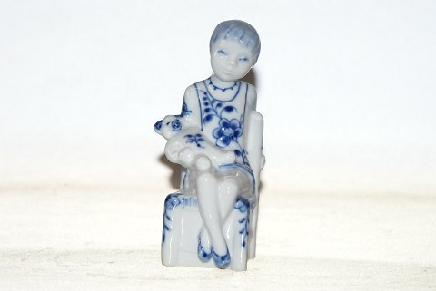 Royal Copenhagen Blue Fluted Plain, Girl with Teddy Bear