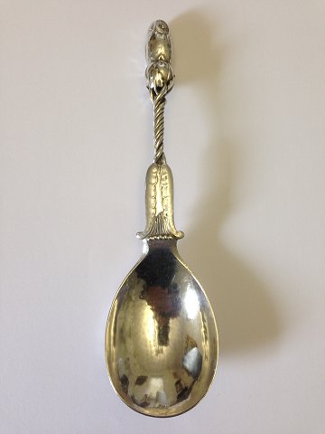 Georg Jensen Sølv Ornamental Ske med ugle fra 1925 No 39