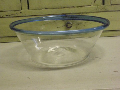 Tykmælksskål hvid med blå omlagt kant