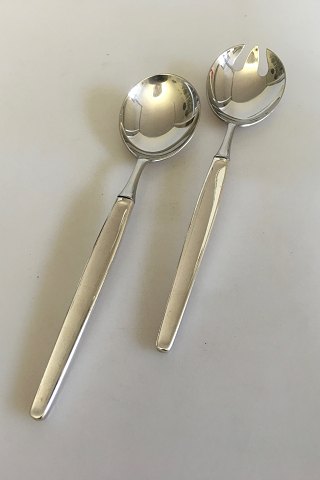 Georg Jensen Sterling Sølv Cypres Serveringssæt / Salatbestik No 132