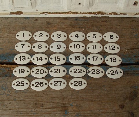 Old enamel numbers 1-28