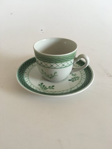 Royal Copenhagen Green Tranquebar Coffee Cup and Saucer No 992