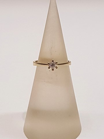 14k guldring m. brillant. Str. 48½