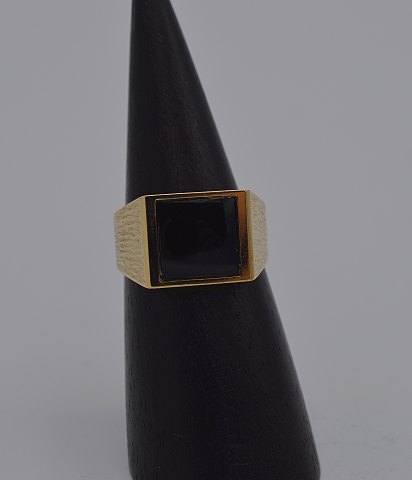 14k herrering m. onyx. Str. 67,5