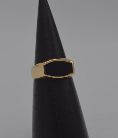 14k herrering m. onyx. Str. 58