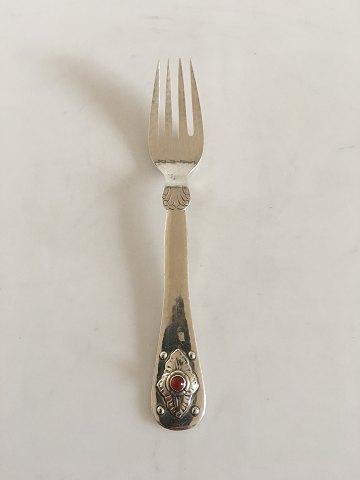 Georg Jensen Sterling Silver 75 Year Jubilee Fork with Carnelian Stone