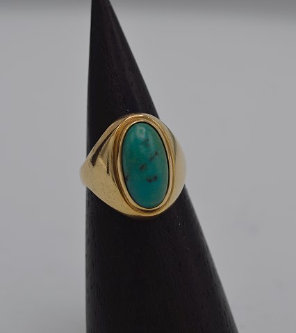 14k guldring m. turkis. Str. 55