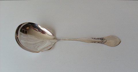 Castle pattern large serving spoon in silver 26,7 cm.