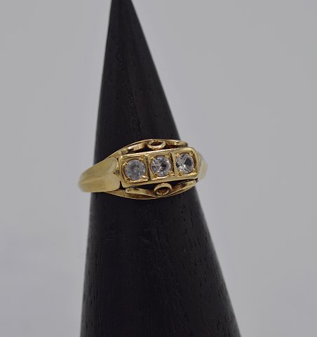 14k guldring m. quartz. Str. 48