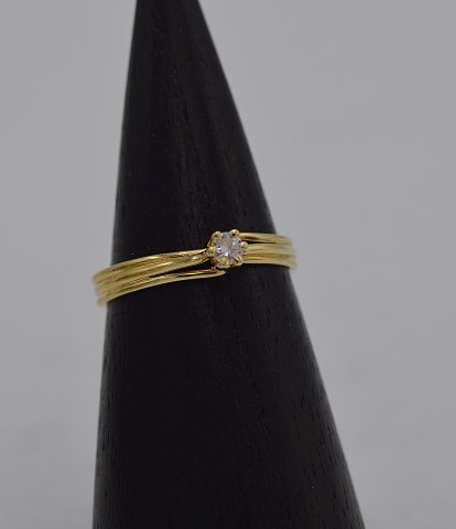 14k guldring m. brillant. Str. 58