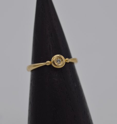 14k guldring m. brillant. Str. 51