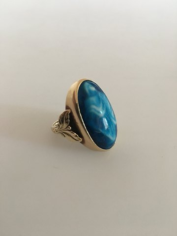 Royal Copenhagen / Anton Michelsen 14K Gold Ring with Jais Nielsen Porcelain 
Ornament