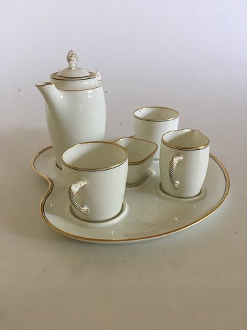 Bing & Grondahl Mocha Set, with tray, Jug, Creamer, Two Cups and Sugar Bowl.