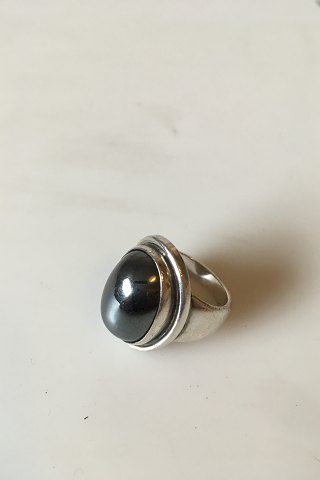 Georg Jensen Sterling Sølv Ring No 46A med Hæmatit Sten