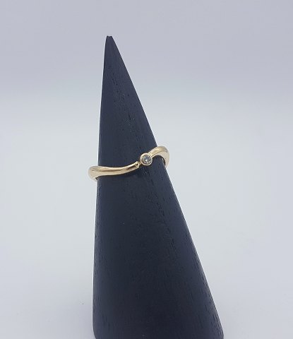 14k guldring m. brillant. Str. 51