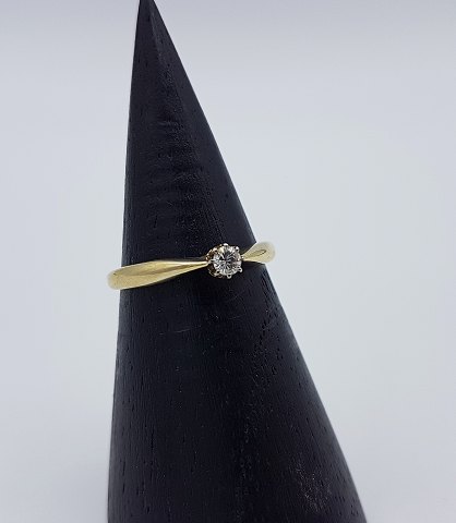 14k guldring m. brillant. Str. 49