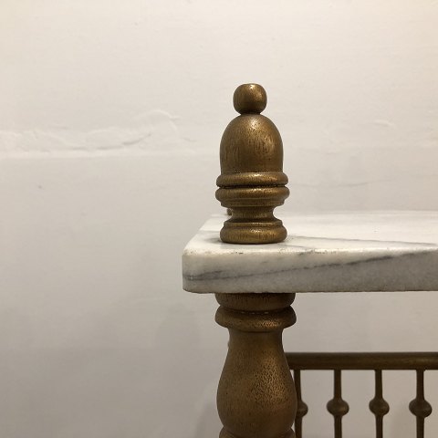 Flower pedestal in golden wood and marble
