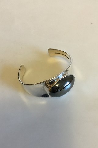 Bent Knudsen Sterling Silver Bangle with Hematite No 19