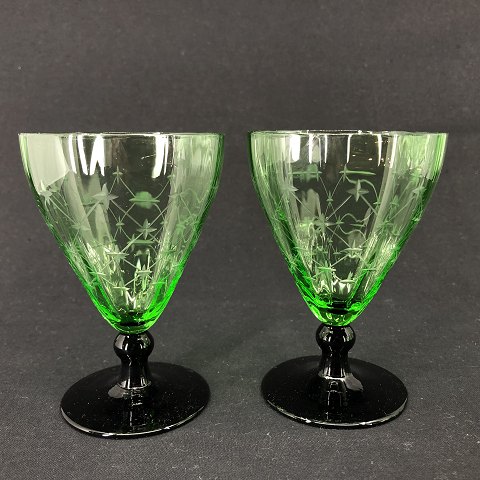 8 green glass with cut stars
