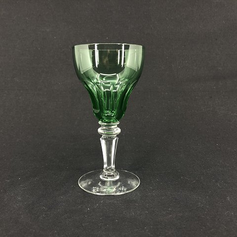 Margrethe green white wine glass, cut stem
