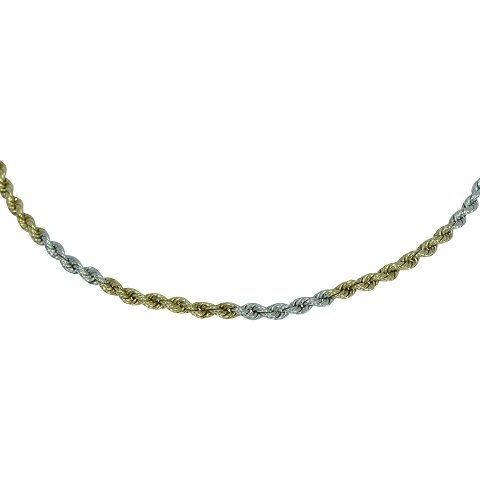 Necklace of 14k gold and white gold, twisted