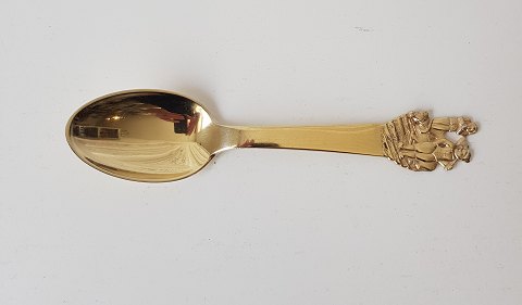 H.C. Andersen fairytale spoon in gilded silver - motif "little Claus & big Claus