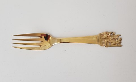 H.C. Andersen fairytale fork in gilded silver - motif "Spinderokken"