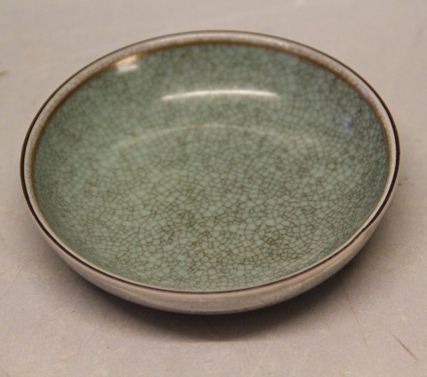 Kongelig Dansk  Craquelé, Craquele 457-2653 Kgl. Grøn skål med guldkant 9.5 cm