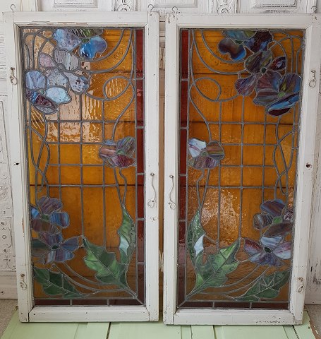 Pair of glass Art Nouveau windows