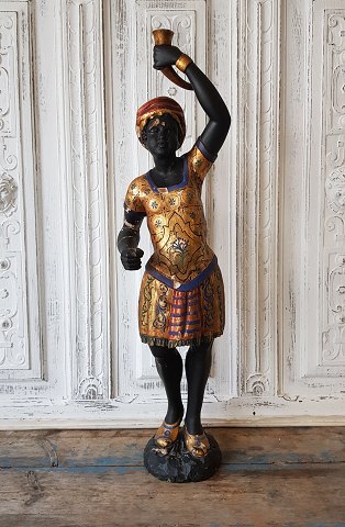 Blackamoors figurine in painted wood and gesso from approx. 1880