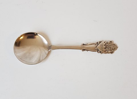 Marmalade spoon in silver with Aarhus city arms.