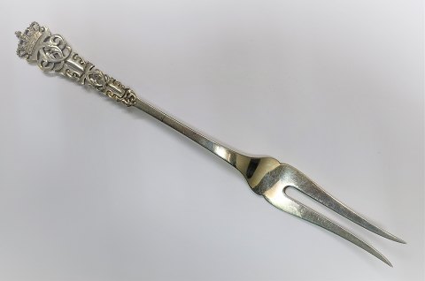 Michelsen. Four king spoon pattern. Meat fork. Length 25.5 cm. Produced 1900.