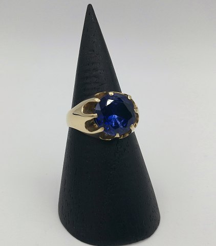 14k Guldring M. Safir, Str. 56.5