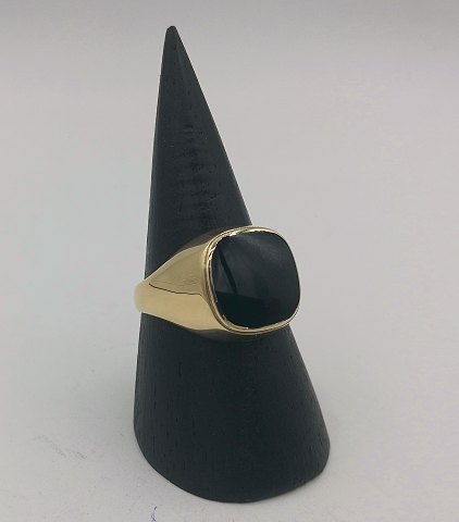 14k guldring m. onyx, str. 63