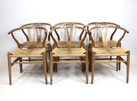 Set of Wishbone chairs - Model CH24 - Oak & natural wicker - Hans J. Wegner - 
Carl Hansen
