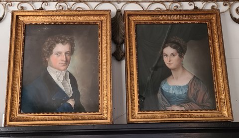 Pair of Danish empire pastel portraits approx. 1820