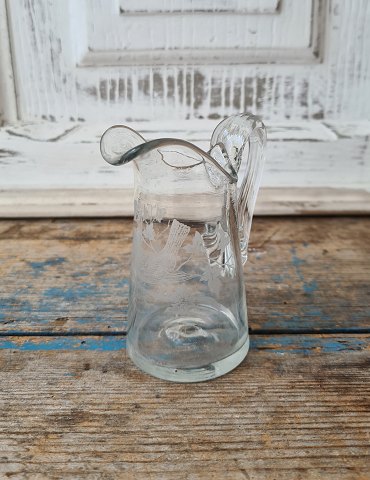 Kastrup Glassworks small cream jug decorated with bird