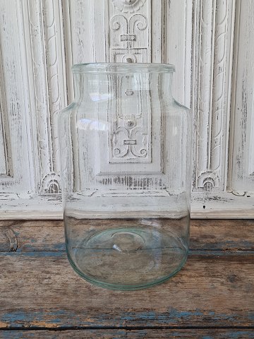 Beautiful old mouth-blown jam jar with folded edge 34 cm.