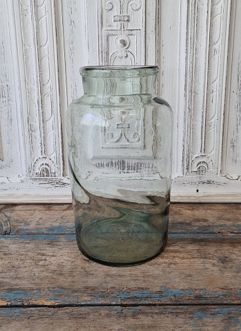 Gammelt mundblæst sylteglas med ombukket rand 31 cm.