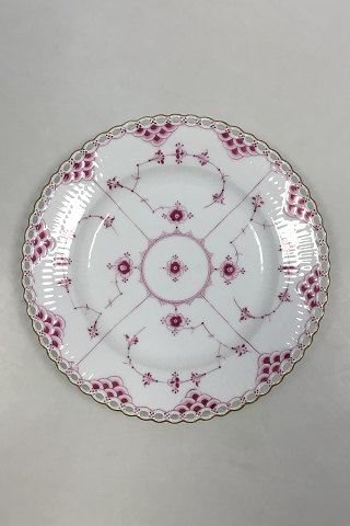 Royal Copenhagen Blue Fluted Red Ruby/Pink with Gold Edge Full lace Lunch Plate 
No 2/1084