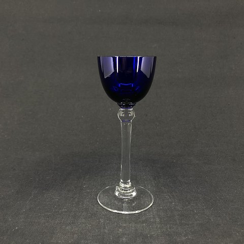 Kobolt blåt snapseglas på høj stilk
