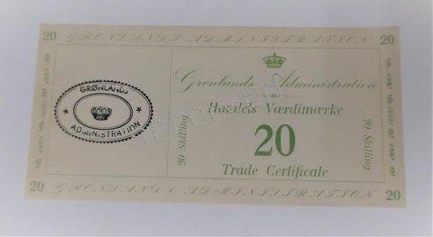 Grönland. Handelswertmarke. 20 Schilling grün PROBE. Qualität 0.