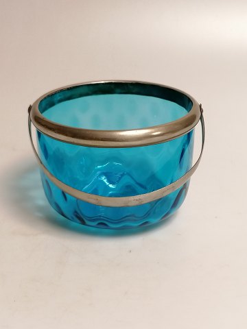 Fyns Glasværk sugar bowl made of glass with nickel 
mounting