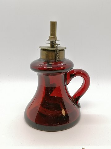Glass hand lamp with brass burner