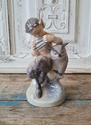 Royal Copenhagen figure - Faun with owl no. 2107